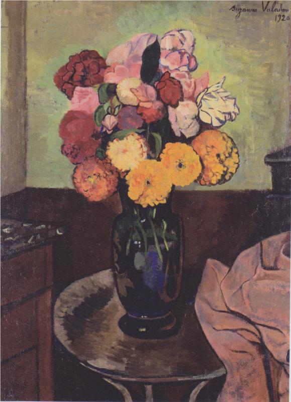 Suzanne Valadon Paintings Artwork Gallery In Chronological Order Flower Vase On A Round Table 1920 Suzanne Valadon